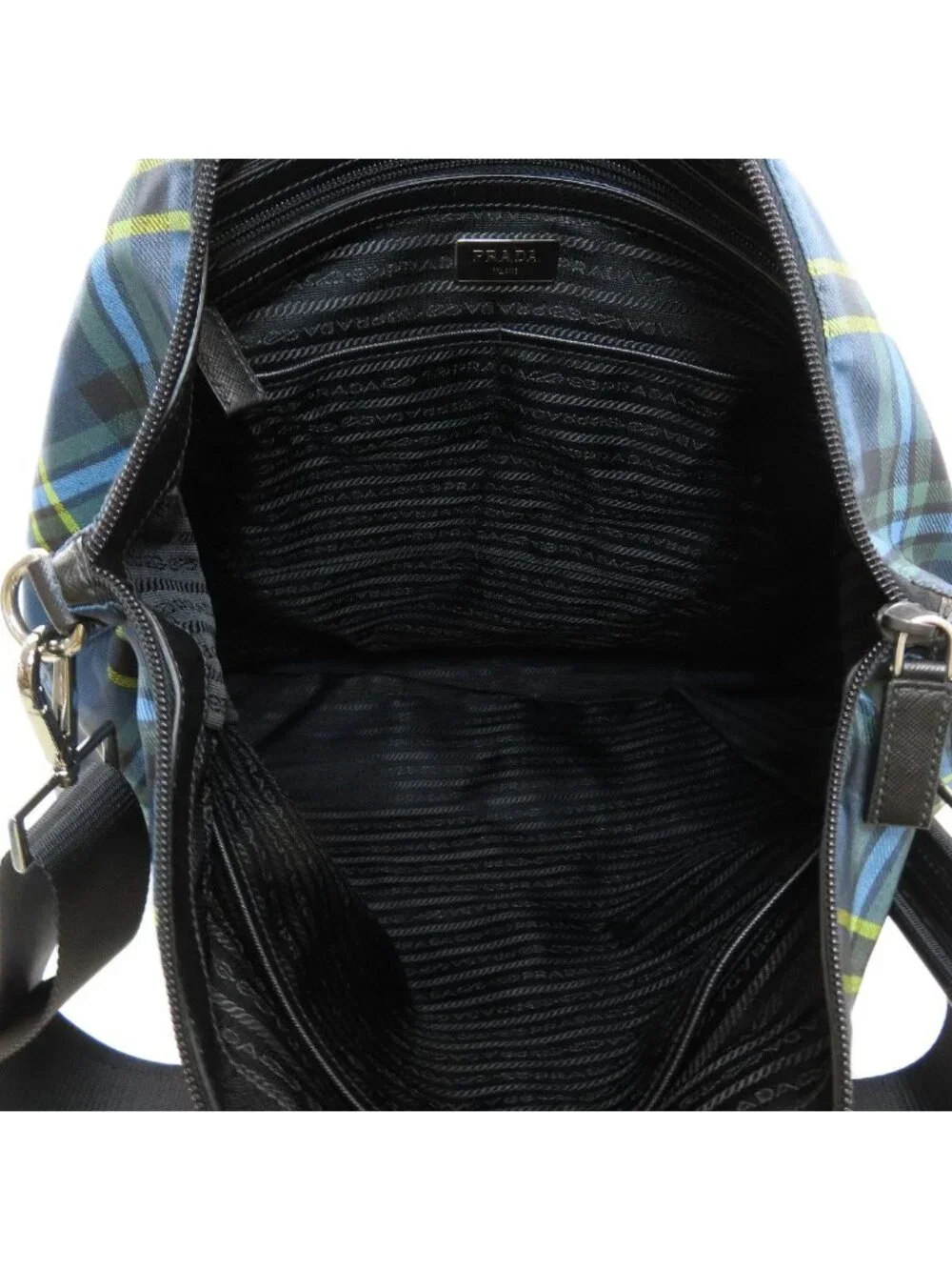 Prada Plaid 2-Way Tote Bag Nylon
